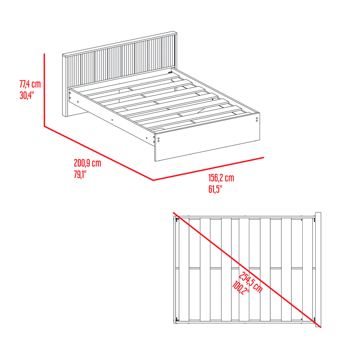 Base Cama Wanda Fresno Europeo y Roble Natural 156.2x77.4cm para Colchón Doble 140 X 190 Cm y con Cabecero - CAMAS | Bylmo