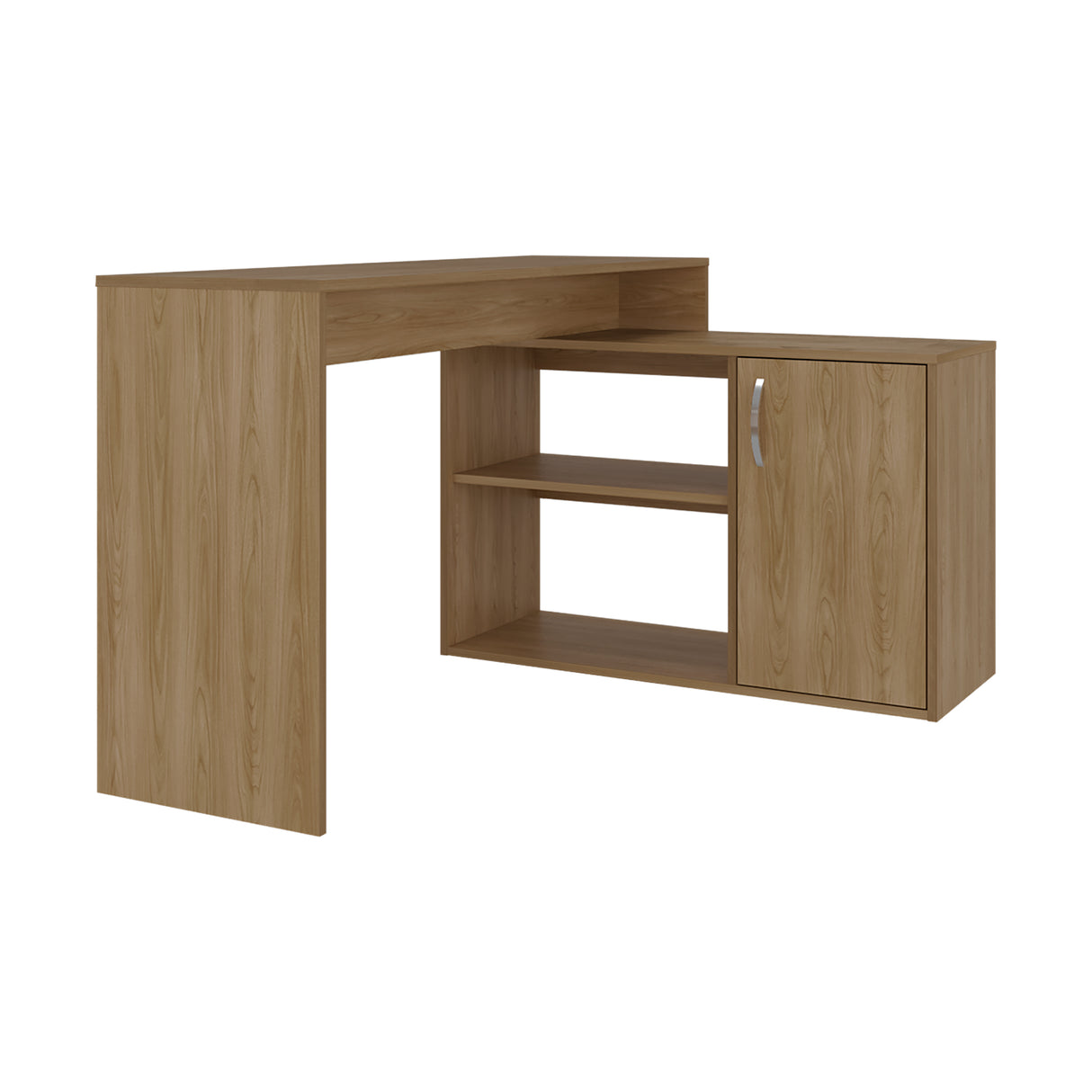 Escritorio en L Axis Eco Fresno 125x71cm con Organizador de Libros y sin Cajones - ESCRITORIOS | Bylmo