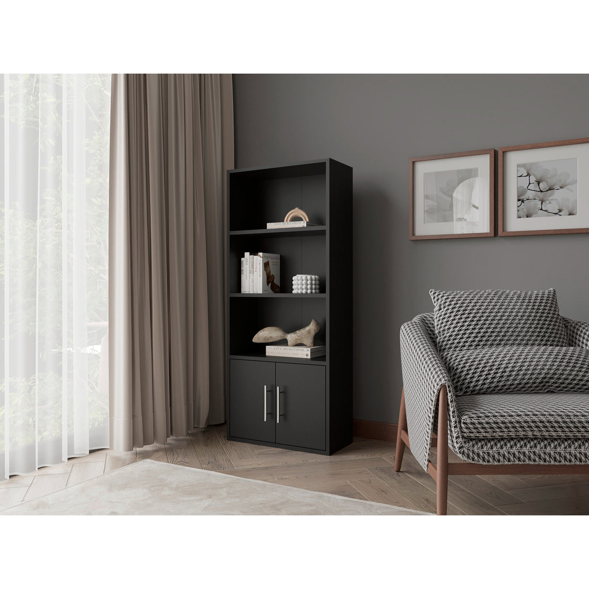 Biblioteca Eco Joy Wengue 50.8x120.9cm Rectangular con Cuatro Compartimientos - BIBLIOTECAS Y ESTANTERIAS | Bylmo