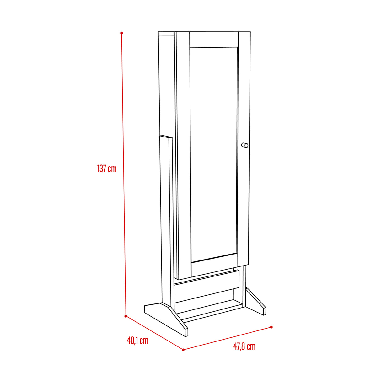 Tocador Prisma Blanco 47.8x137.3cm de Un Puesto sin Cajones y con Espejo - TOCADORES | Bylmo