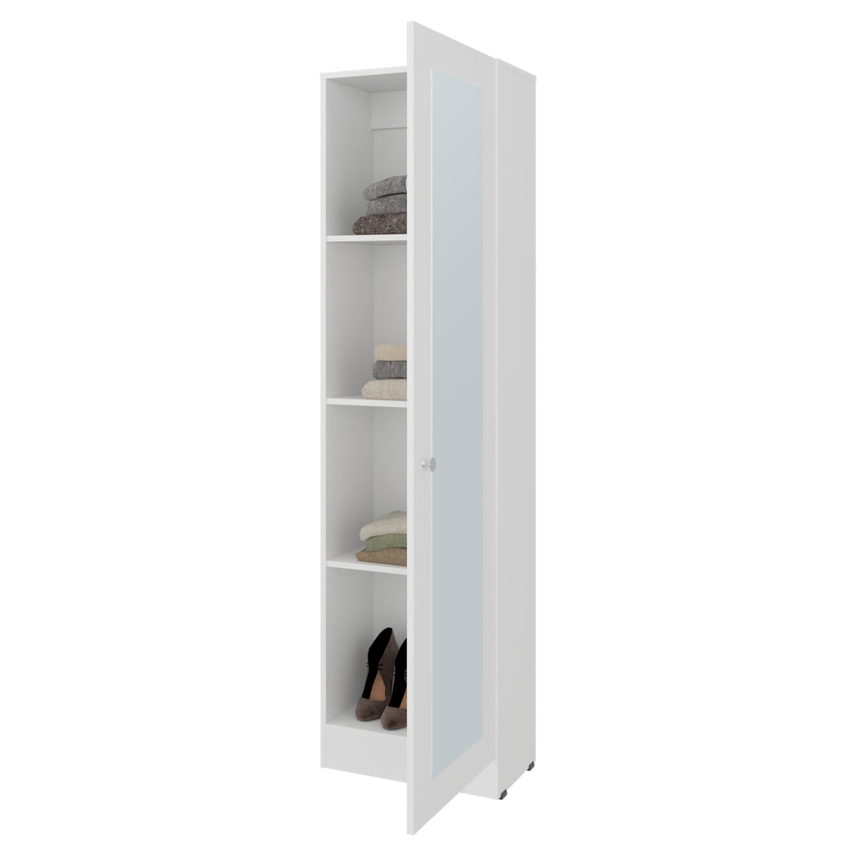 Closet Praga Blanco 49.1x180.8cm con una Puerta sin Cajones y con Espejo - CLOSETS | Bylmo