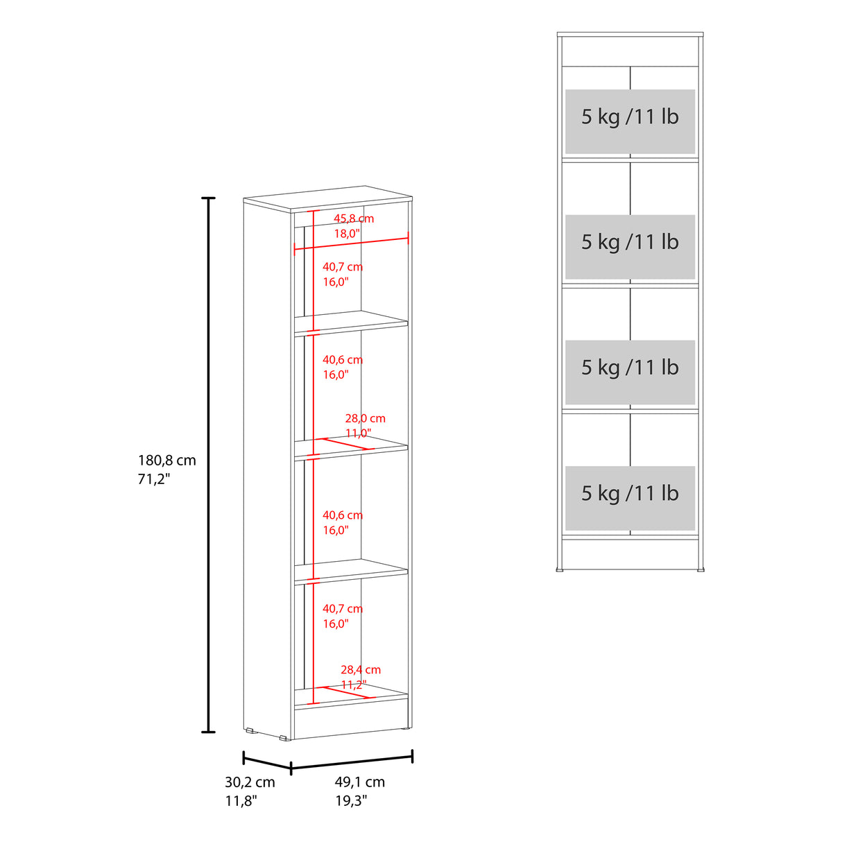 Closet Praga Fresno 49.1x180.8cm con una Puerta sin Cajones y con Espejo - CLOSETS | Bylmo