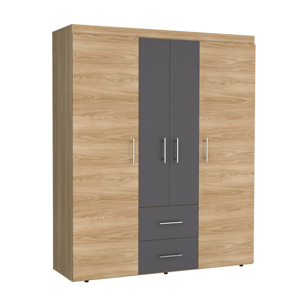 Closet Bariloche Eco Fresno Europeo y Blanco 150.3x177.9cm con Cuatro Puertas y con Cuatro Cajones - CLOSETS | Bylmo