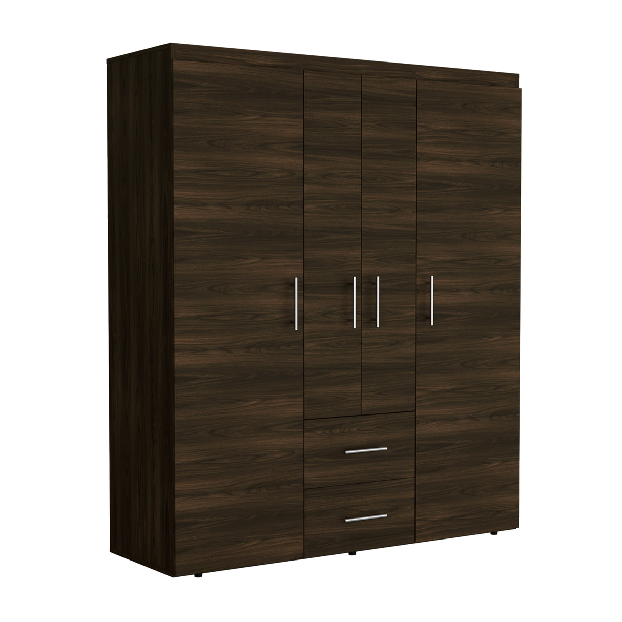 Closet Bariloche Eco Nogal 150.3x177.9cm con Cuatro Puertas y con Cuatro Cajones - CLOSETS | Bylmo
