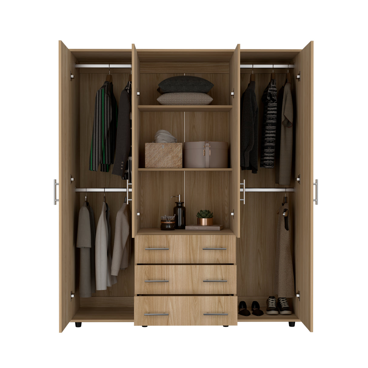 Closet Fontan Fresno Europeo 150x179cm con Cuatro Puertas y con Cuatro Cajones - CLOSETS | Bylmo