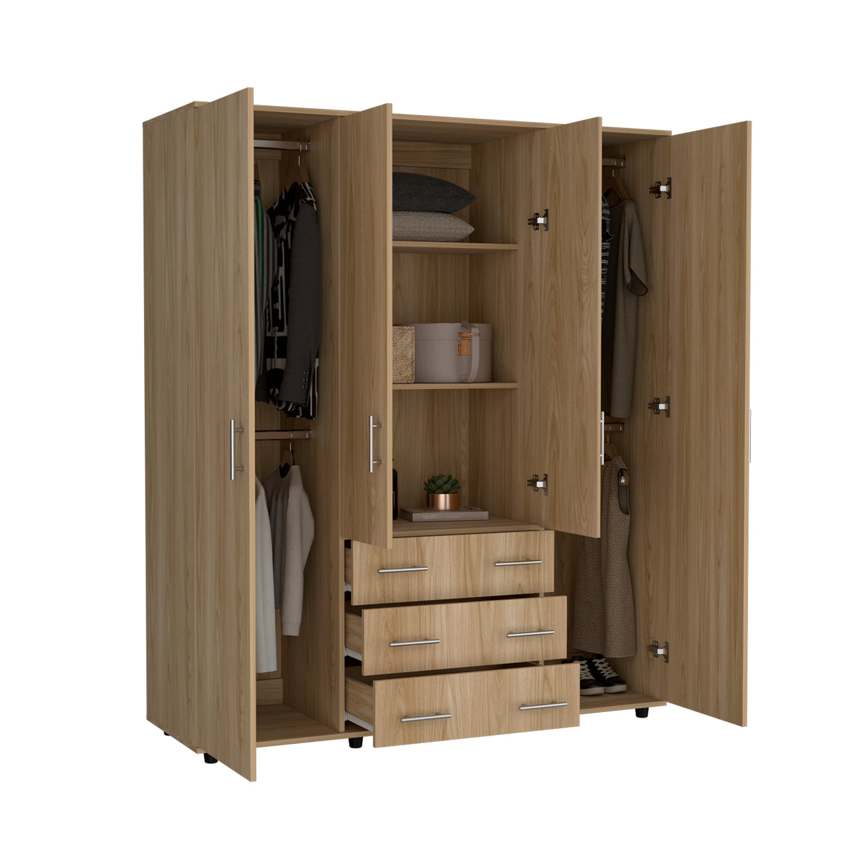 Closet Fontan Fresno Europeo 150x179cm con Cuatro Puertas y con Cuatro Cajones - CLOSETS | Bylmo