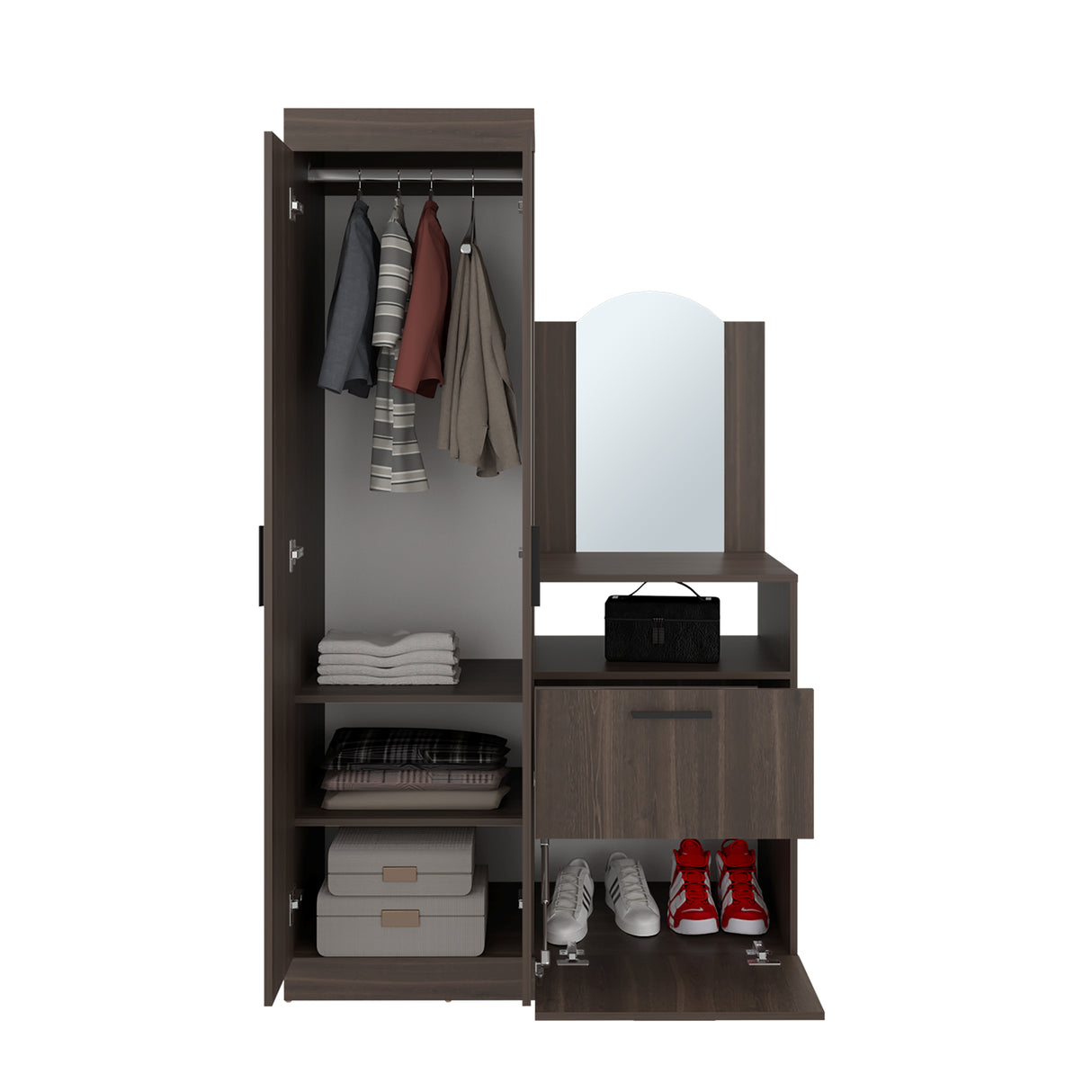 Closet Praga Milan 103x179cm con una Puerta sin Cajones y con Espejo - CLOSETS | Bylmo