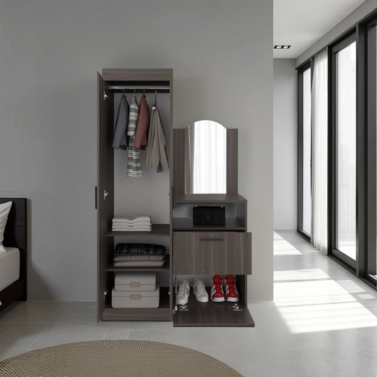 Closet Praga Milan 103x179cm con una Puerta sin Cajones y con Espejo - CLOSETS | Bylmo