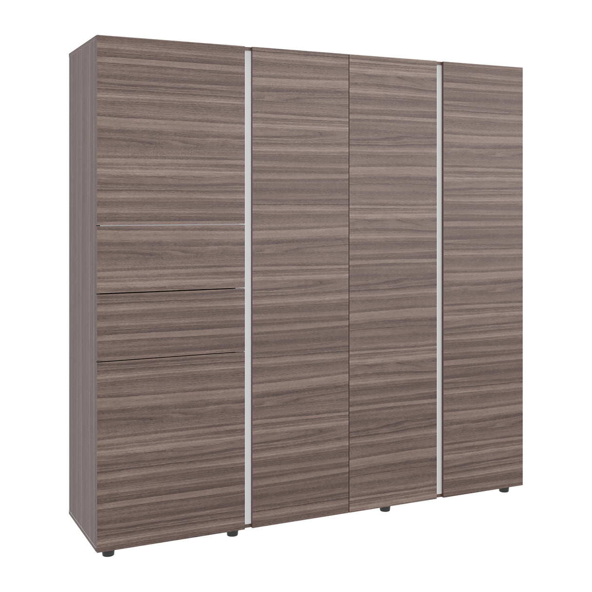 Closet Antalya Avellana y Blanco 200x200cm con Cinco Puertas y con Diez Compartimientos - CLOSETS | Bylmo