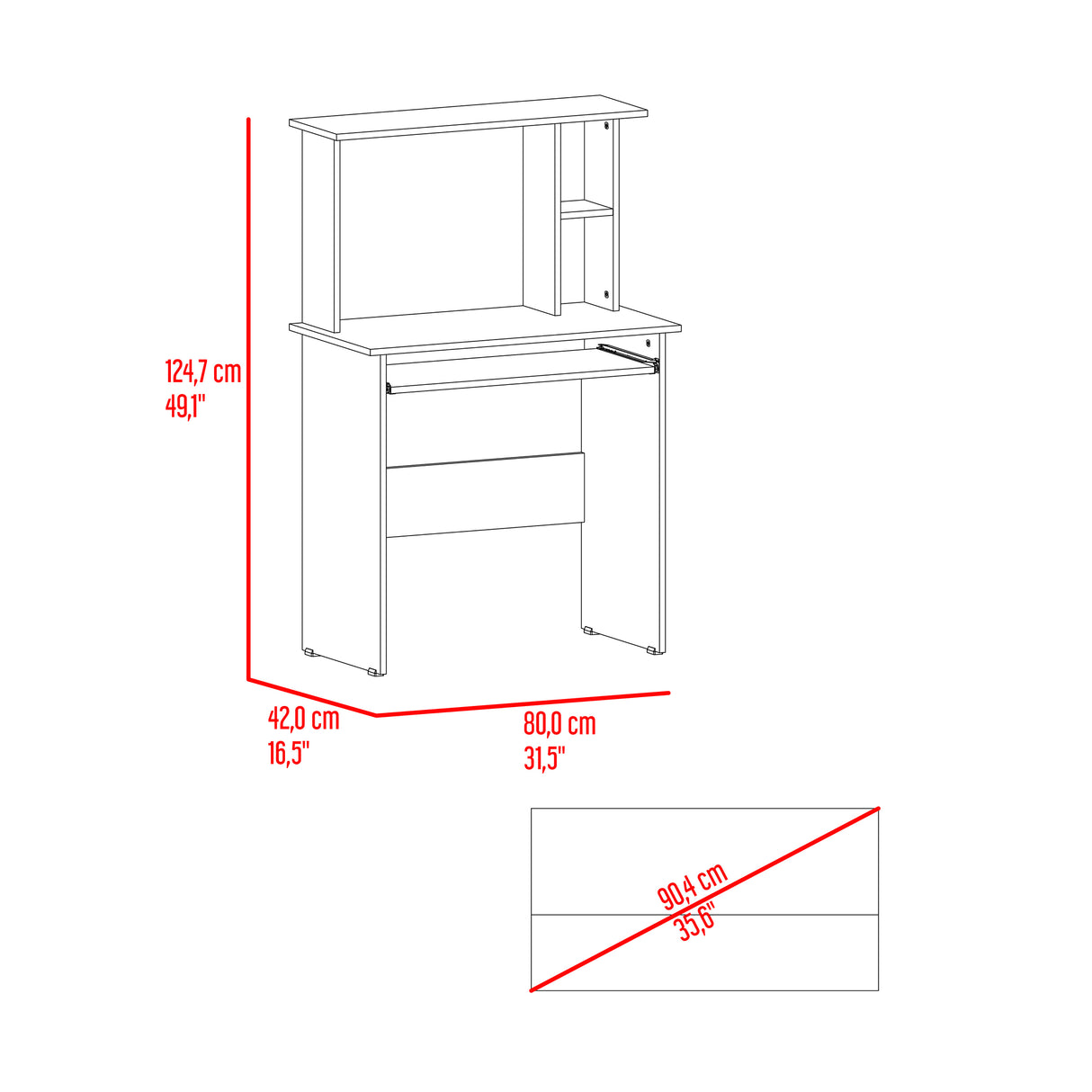 Centro de Computo Dolan Avellana 80x124.7cm con Organizador de Libros - ESCRITORIOS | Bylmo