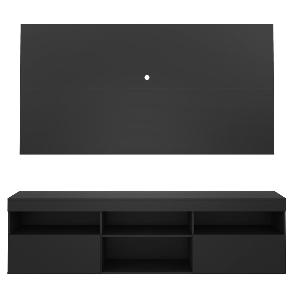 Centro de Entretenimiento Florida Negro 175x90cm Para TV Hasta 65" Pulgadas con Tres Comportimientos - MUEBLES DE TV | Bylmo