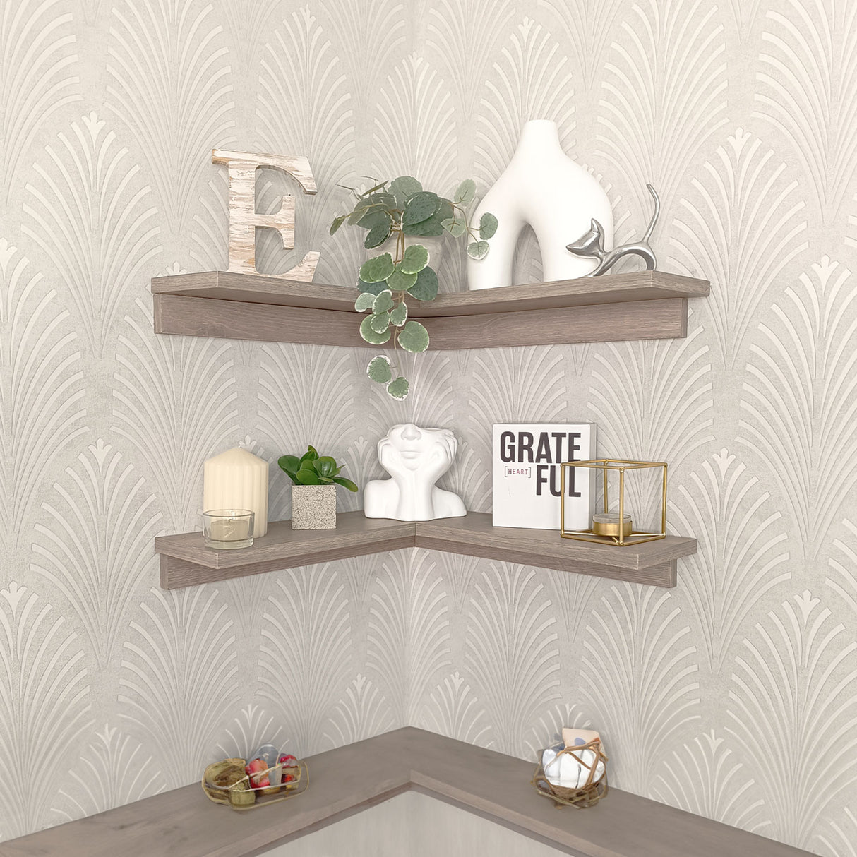 Set de 2 Repisas Bali Bardolino 40x6cm Irregular con Cuatro Entrepaños - REPISAS | Bylmo