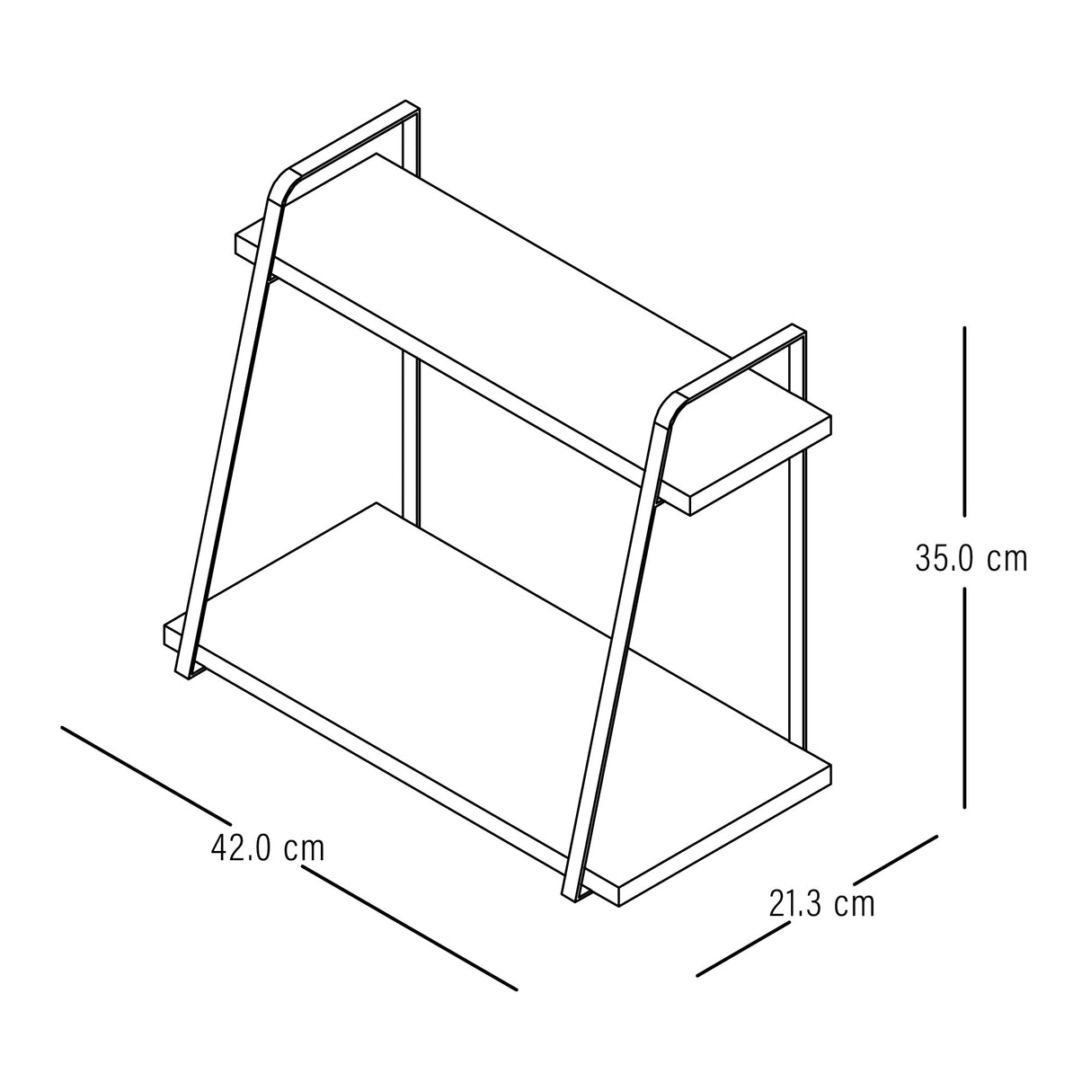 Repisa Danish Madera Natural y Negro 35x43cm Escalera con Dos Entrepaños - REPISAS | Bylmo