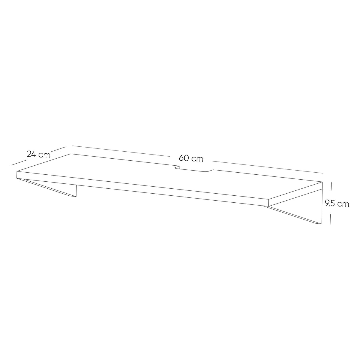 Repisa Tecno Madera Natural 60x24cm Rectangular con Un Entrepaño - REPISAS | Bylmo