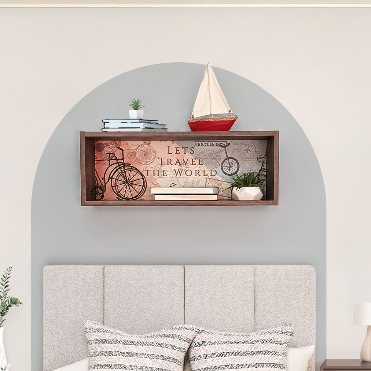 Repisa Travel Café Print 63x23.6cm Rectangular con Dos Entrepaños - REPISAS | Bylmo