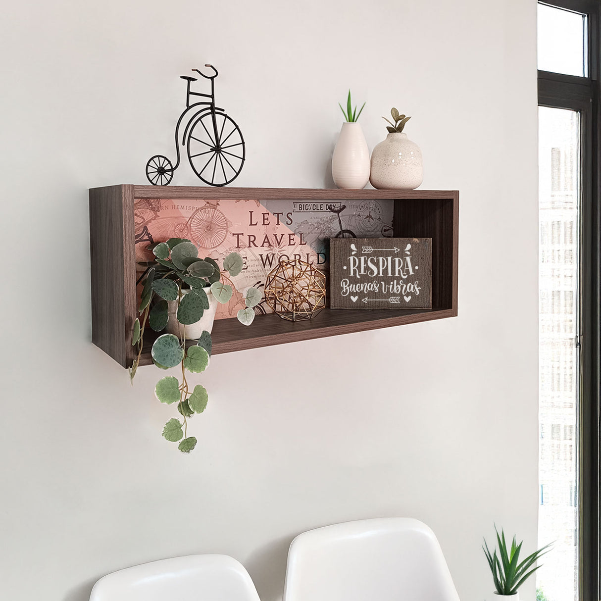 Repisa Travel Café Print 63x23.6cm Rectangular con Dos Entrepaños - REPISAS | Bylmo