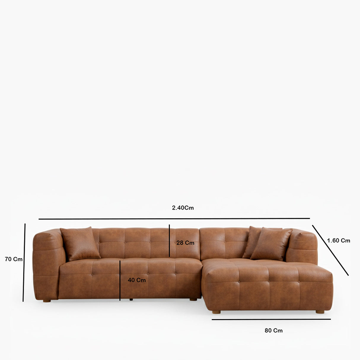 Sofá Cama en L Esquinero Deluxe Marron 240x70cm De Tres Puestos con Apoya Brazos - SOFAS Y POLTRONAS | Bylmo