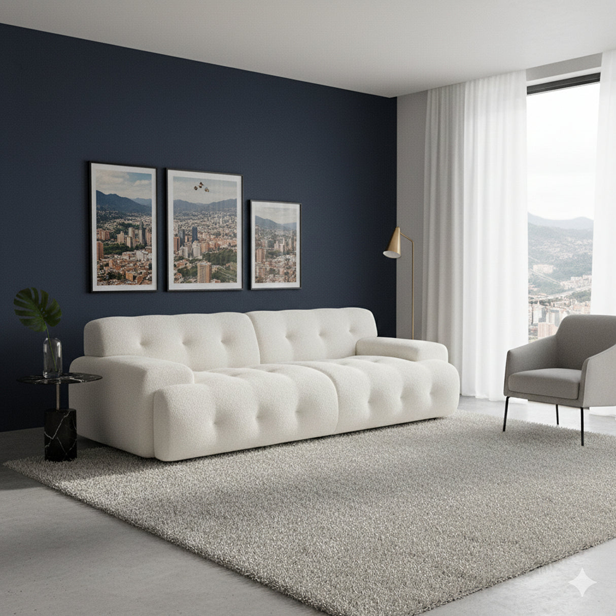 Sofá Cama Max Blanco Almendra 180x68cm De Tres Puestos Reclinable - SOFAS Y POLTRONAS | Bylmo