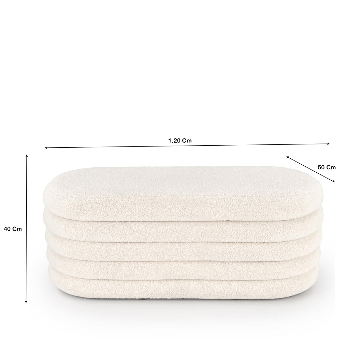 Puff Blanco Almendra 120x40cm De Dos Puestos con Almacenamiento - SOFAS Y POLTRONAS | Bylmo