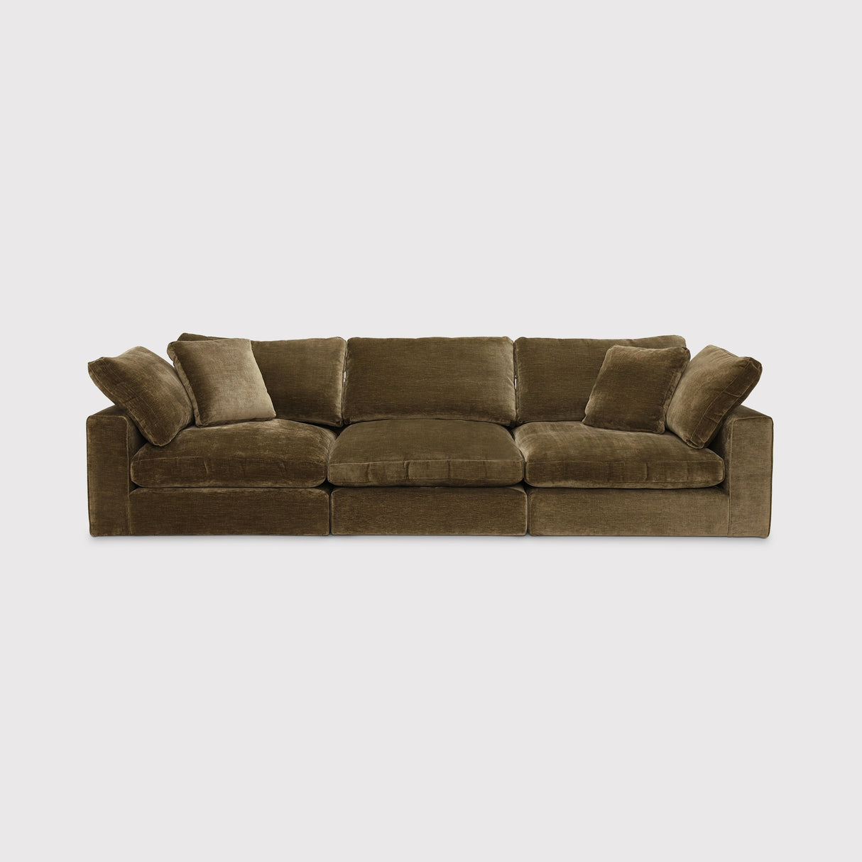 Sofá Café Oscuro 436x67cm De Seis Puestos con Apoya Brazos - SOFAS Y POLTRONAS | Bylmo