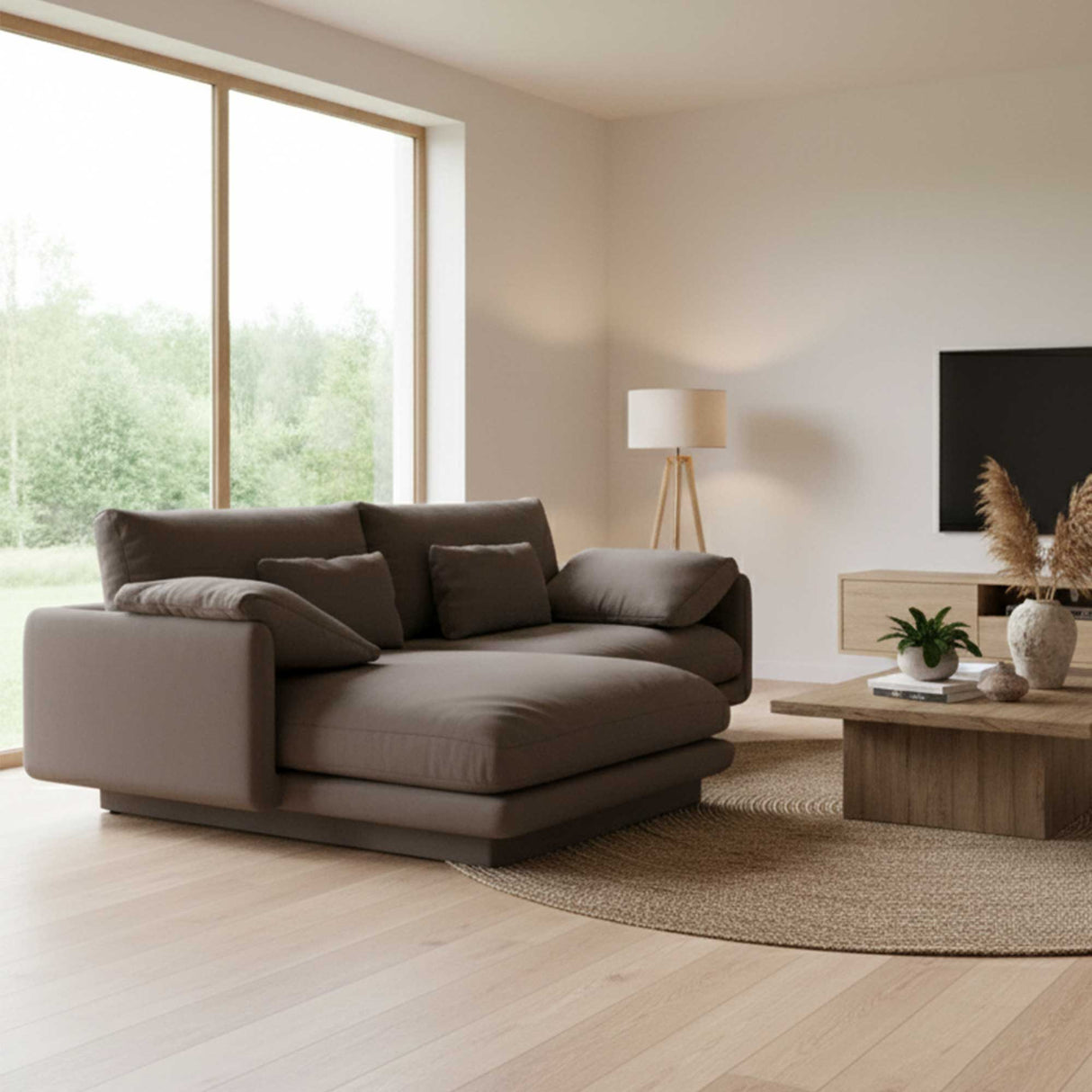 Sofá Vernovo Café 170x83cm De Cuatro Puestos con Apoya Brazos - SOFAS Y POLTRONAS | Bylmo