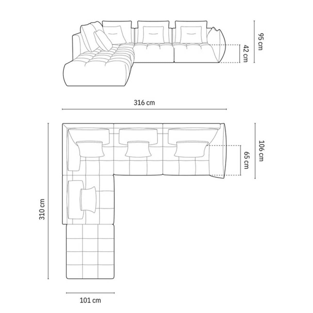 Sofá Zaafra City Beige Claro 220x67cm De Cuatro Puestos con Apoya Brazos - SOFAS Y POLTRONAS | Bylmo