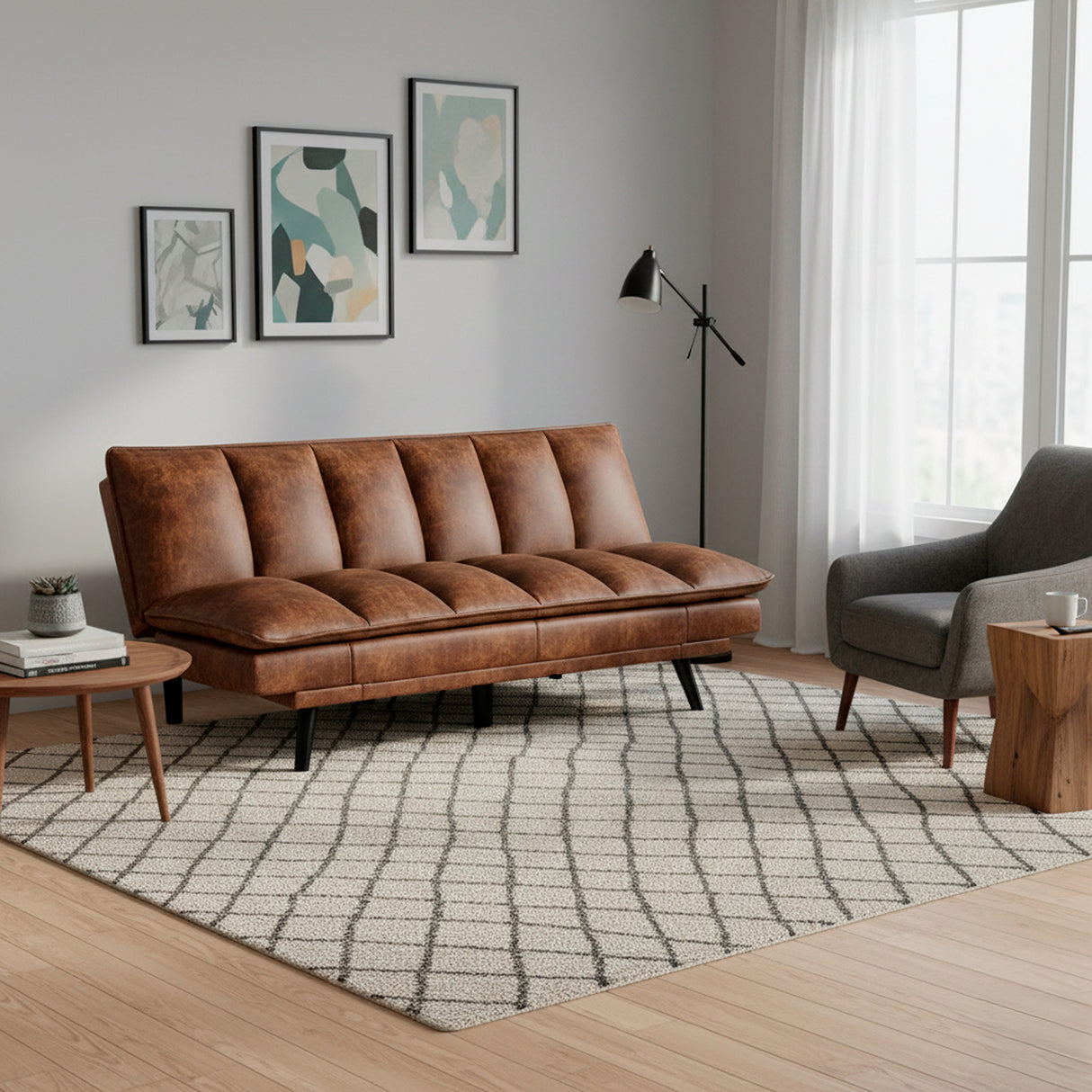 Sofá Cama Marron 180x69cm De Tres Puestos sin Apoya Brazos - SOFAS Y POLTRONAS | Bylmo