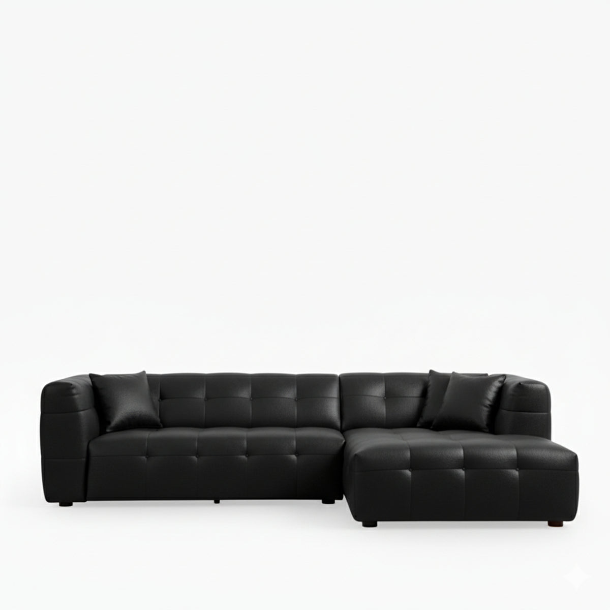 Sofá en L Deluxe negro 220x67cm De Cuatro Puestos con Apoya Brazos