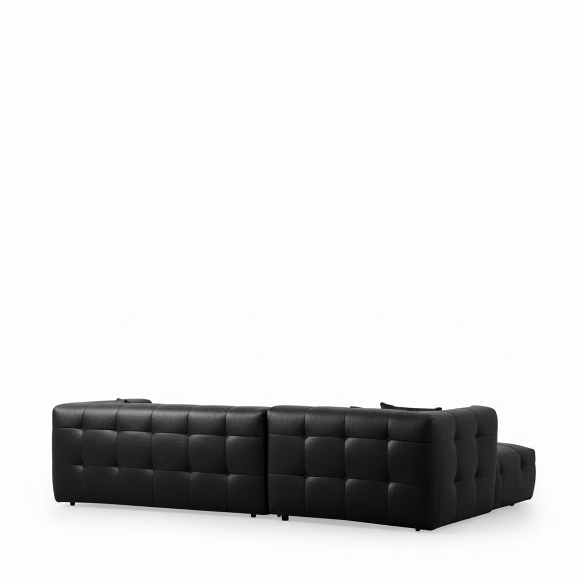 Sofá en L Deluxe negro 220x67cm De Cuatro Puestos con Apoya Brazos