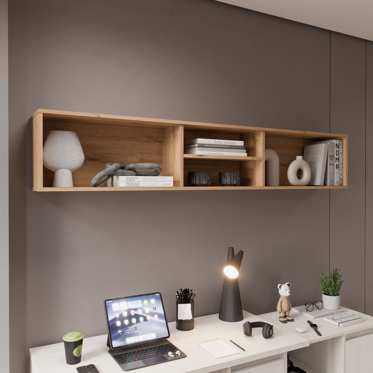 Repisa para TV Sali Duna 180x32cm Flotante para Tv Hasta 60" Pulgadas con Cuatro Compartimientos - MUEBLES DE TV | Bylmo