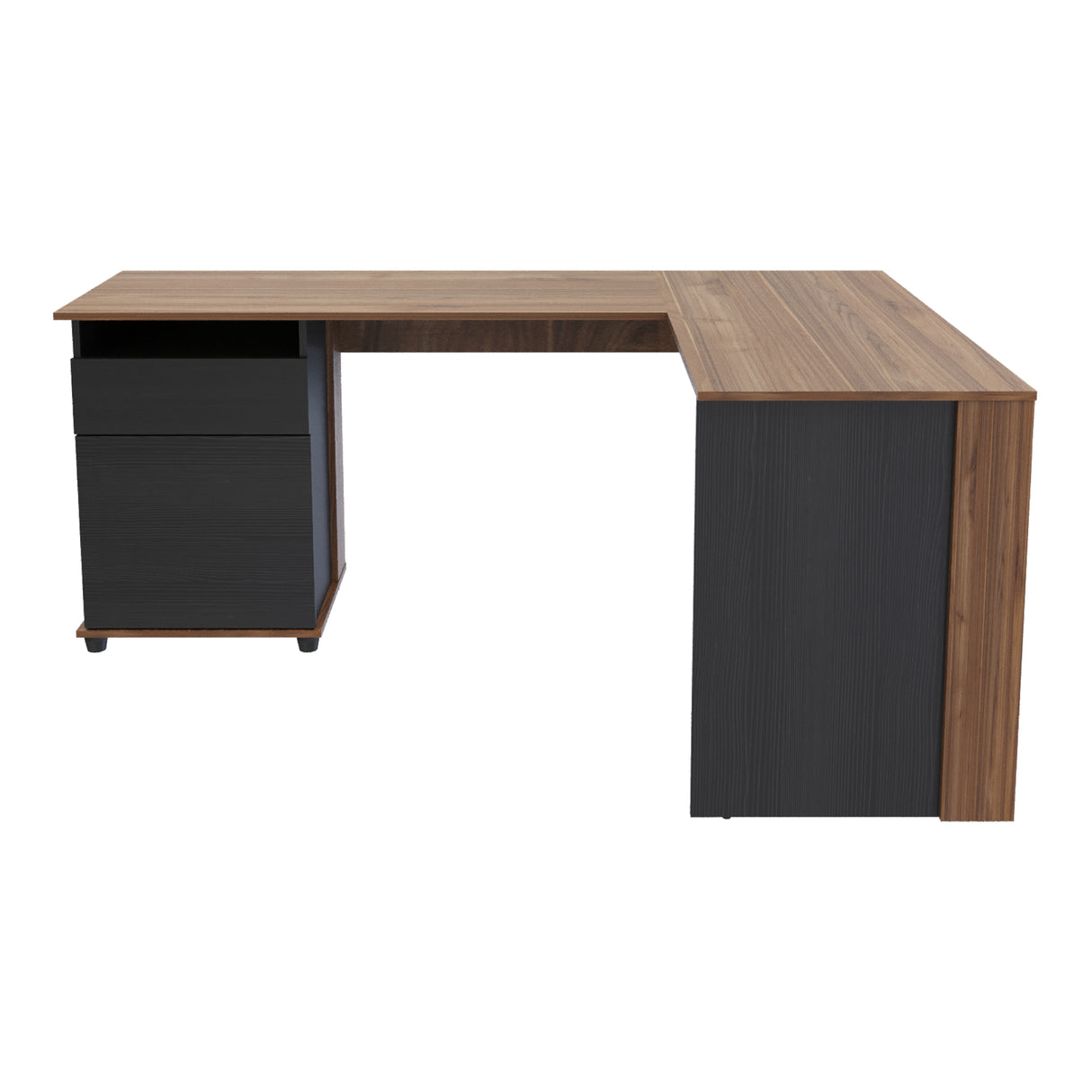 Escritorio en L Sol Gales y Wengue 174x73cm con Dos Cajones - ESCRITORIOS | Bylmo