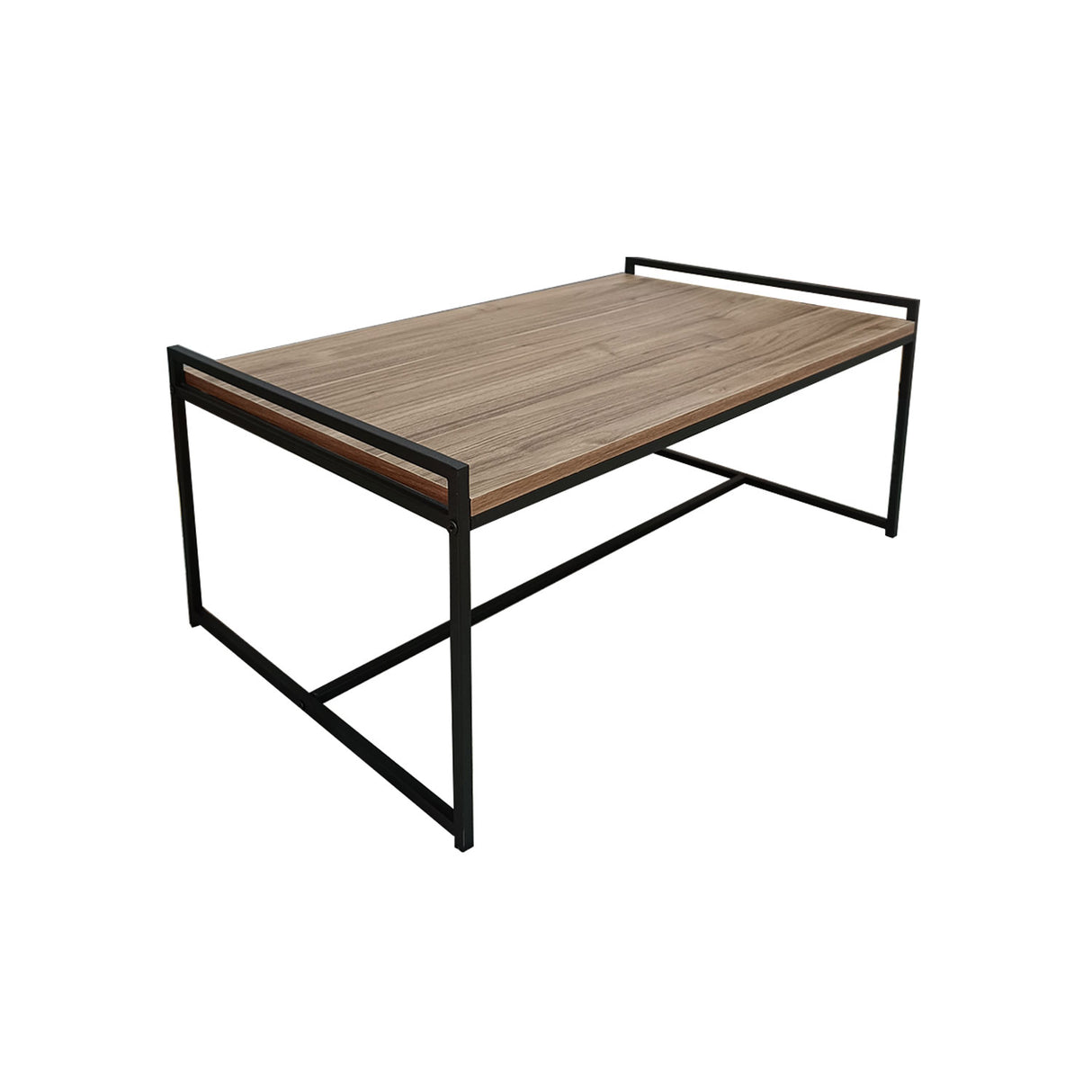 Mesa de Centro Pietra Madera Oscura y Negro 83x35cm Rectangular - MESAS DE CENTRO | Bylmo