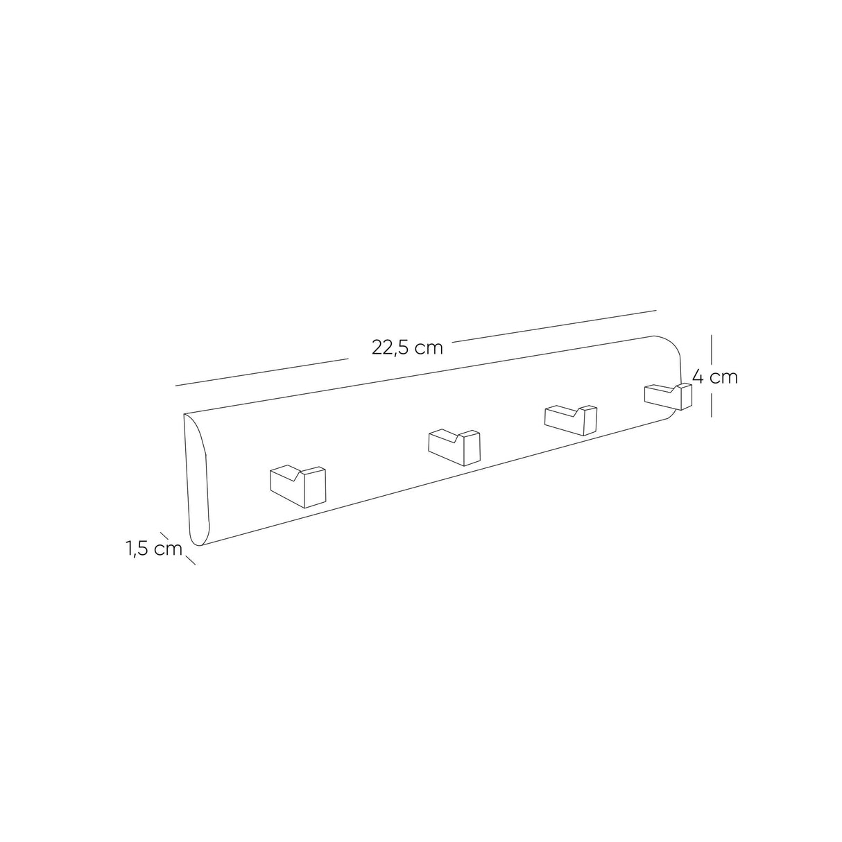 Perchero Blanco 22.5x4cm de Pared con Cuatro Ganchos - PERCHEROS | Bylmo