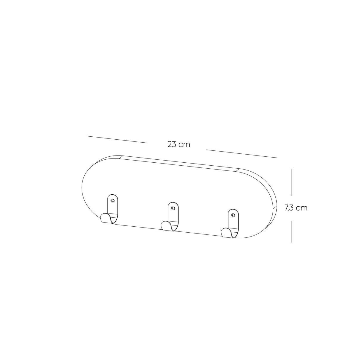 Perchero Blanco y Negro 23x7.3cm de Pared con Tres Ganchos - PERCHEROS | Bylmo