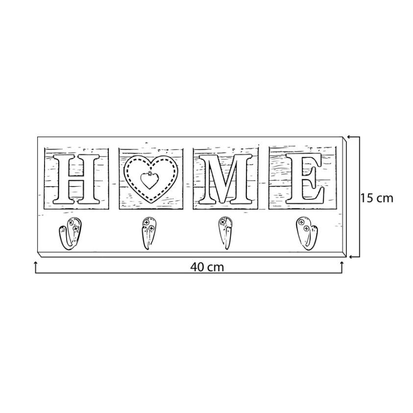 Perchero Home Beige 40x15cm de Pared con Cuatro Ganchos - PERCHEROS | Bylmo