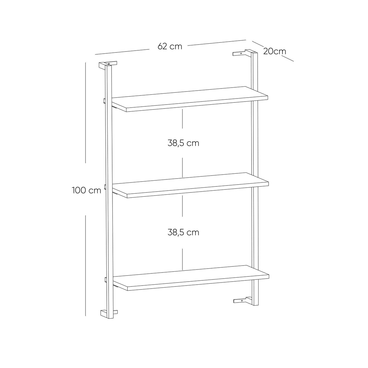 Estantería para Macetas Bruselas Madera Natural y Negro 62x100cm Escalera de Tres Niveles - BASES PARA MACETAS DE INTERIOR | Bylmo