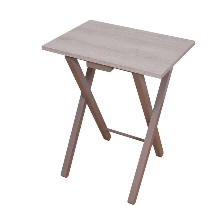 Mesa auxiliar Cenizo Blanco y Crema 48x59cm Cuadrada Apilable y Plegable - MESAS AUXILIARES | Bylmo