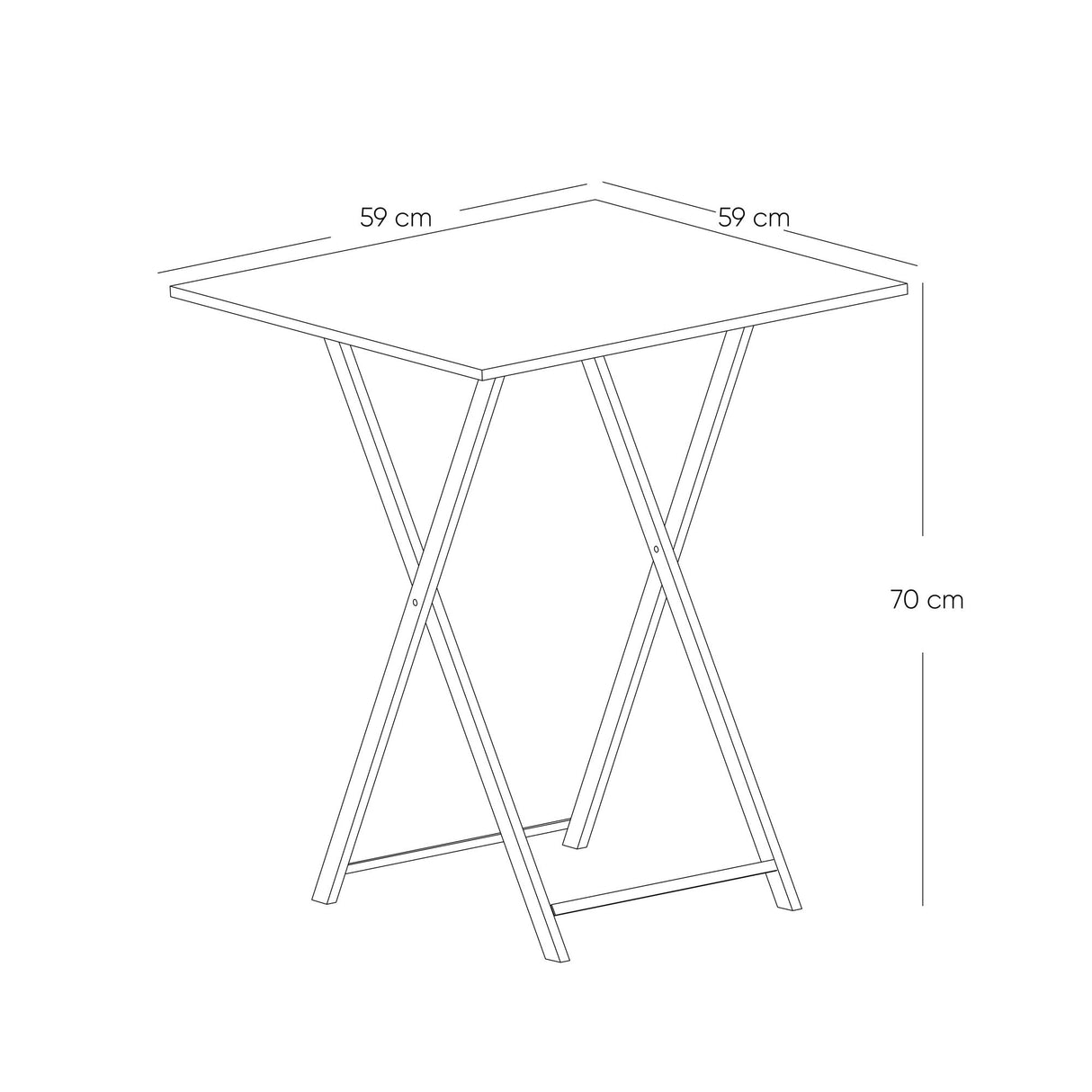 Mesa auxiliar Negro 59x70cm Cuadrada Apilable y Plegable - MESAS AUXILIARES | Bylmo