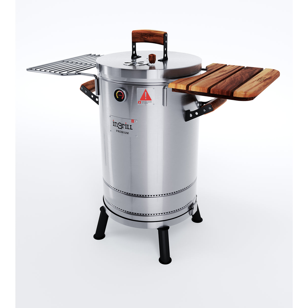 Barril Ahumador Premium Plateado 39x82cm Para 25 Libras con Termómetro y Control de Ventilación - BARRILES Y AHUMADORES | Bylmo