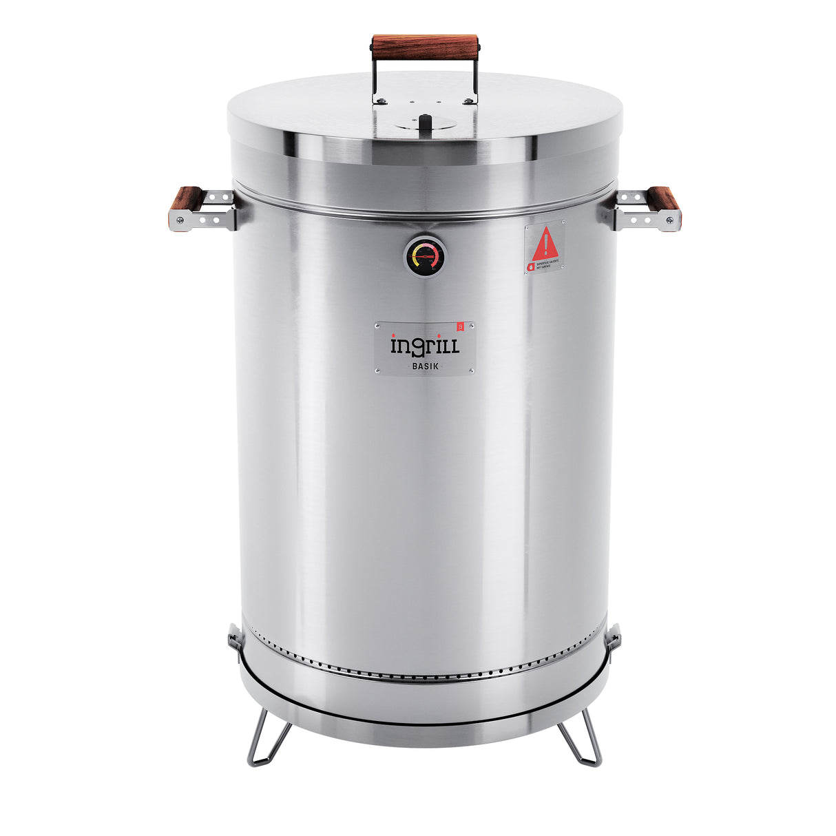 Barril Ahumador Basik Plateado 48x83cm Para 40 Libras con Termómetro y Control de Ventilación - BARRILES Y AHUMADORES | Bylmo