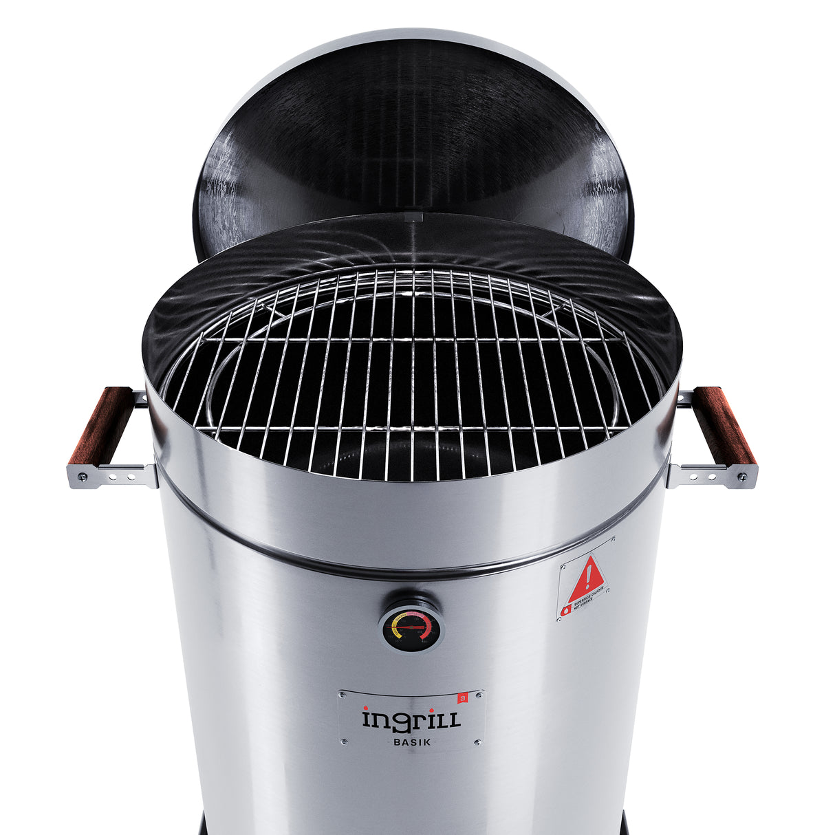 Barril Ahumador Basik Plateado 48x83cm Para 40 Libras con Termómetro y Control de Ventilación - BARRILES Y AHUMADORES | Bylmo