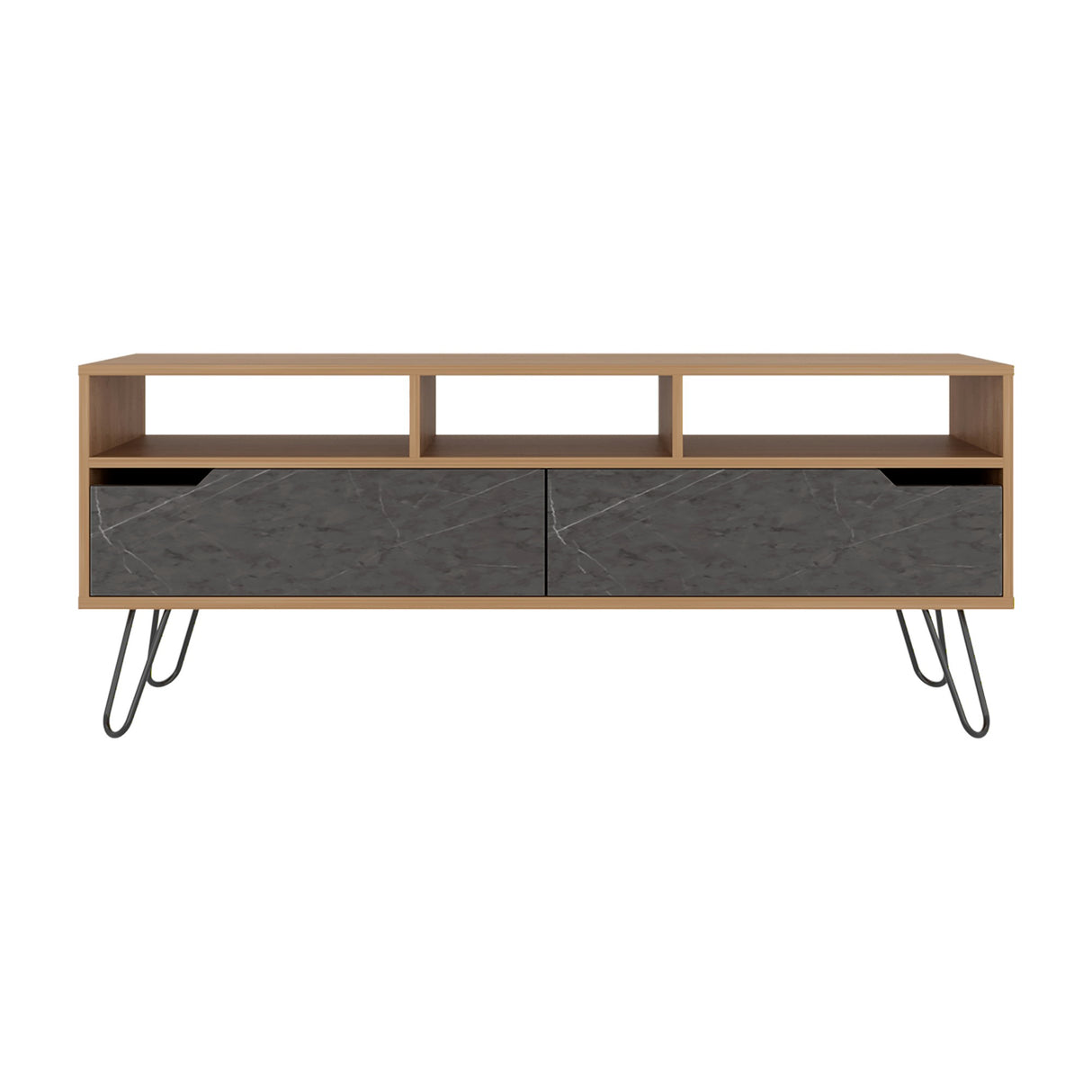 Rack de TV Monaco Fresno y Onix 137x55.8cm para TV Hasta 60" Pulgadas con Dos Compartimientos y con Patas - MUEBLES DE TV | Bylmo