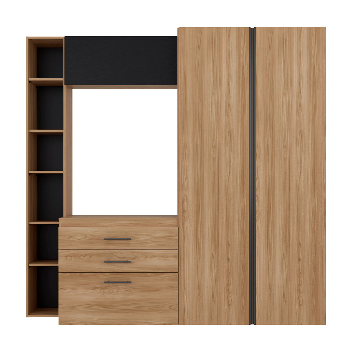 Closet Brunson Fresno y Wengue 207.4x200.2cm con Dos Cajones y Quince Compartimientos - CLOSETS | Bylmo