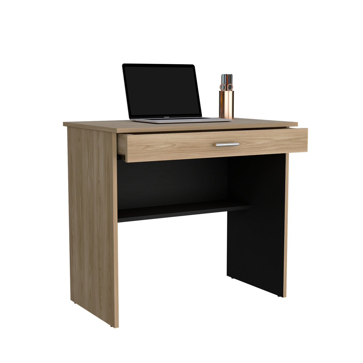 Escritorio Fresno y Wengue 80x73.6cm con Un Cajón - ESCRITORIOS | Bylmo