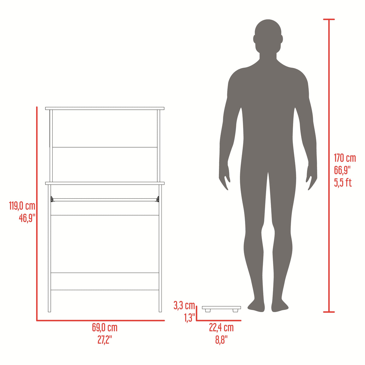 Centro de Computo Fresno y Wengue 69.1x119cm sin Cajones - ESCRITORIOS | Bylmo