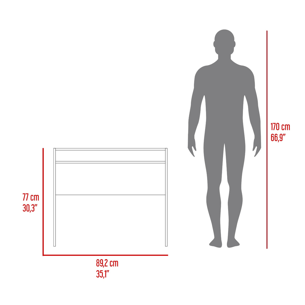 Escritorio Stella Fresno y Wengue 89.2x77cm sin Cajones - ESCRITORIOS | Bylmo