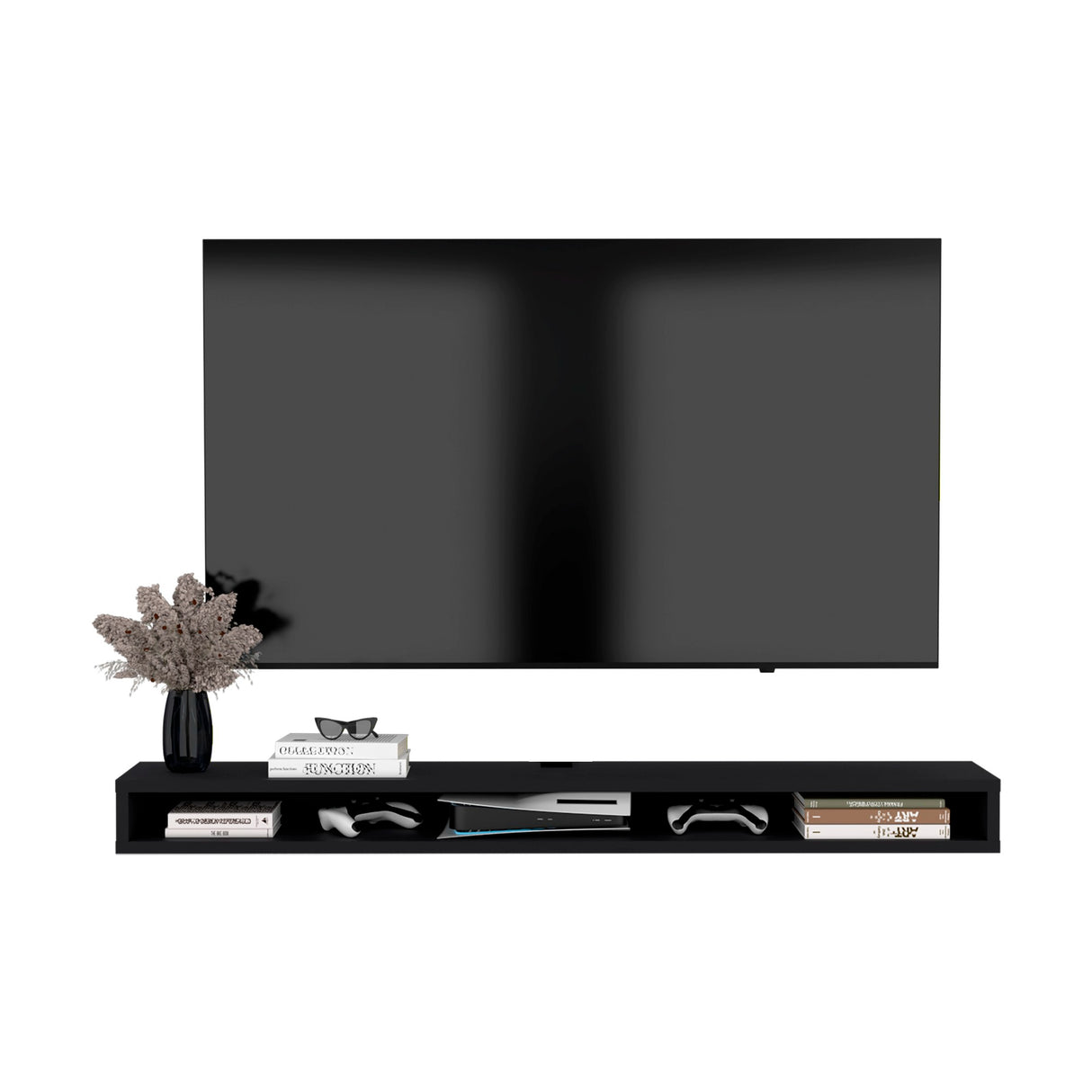 Rack de TV Luft Wengue 180x15cm Flotante para TV Hasta 75" Pulgadas con Un Compartimiento - MUEBLES DE TV | Bylmo