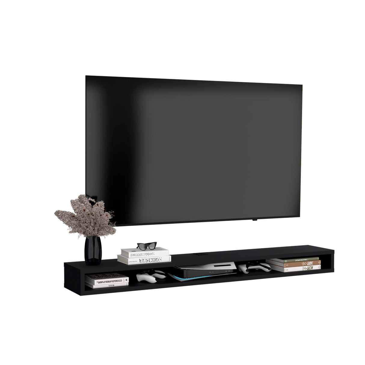 Rack de TV Luft Wengue 180x15cm Flotante para TV Hasta 75" Pulgadas con Un Compartimiento - MUEBLES DE TV | Bylmo