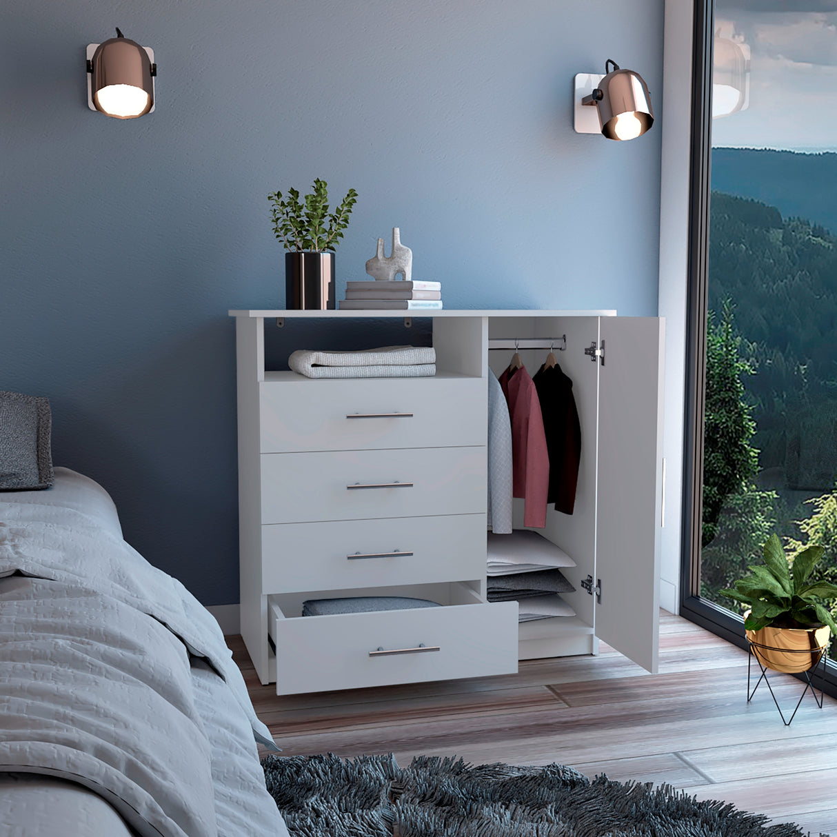 Cómoda Peru Blanco 91x88.6cm con Cuatro Cajones - CAJONERAS Y COMODAS | Bylmo