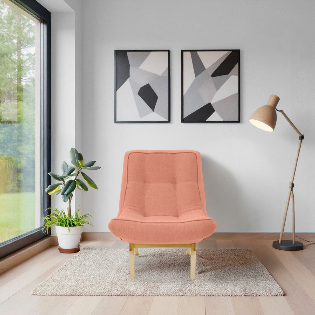 Poltrona Samoa Salmón 77x87cm de Un Puesto y sin Apoya Brazos - SOFAS Y POLTRONAS | Bylmo